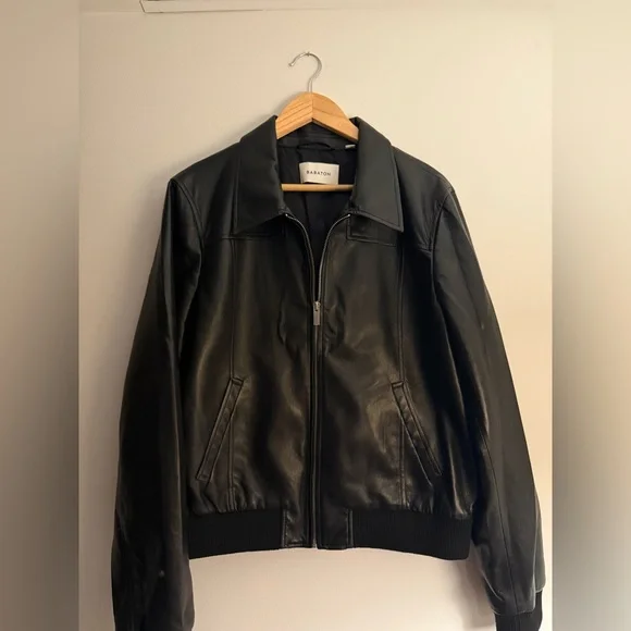 Aritzia Babaton Faux Leather Arc Bomber Jacket in Black - Picture 7 of 9